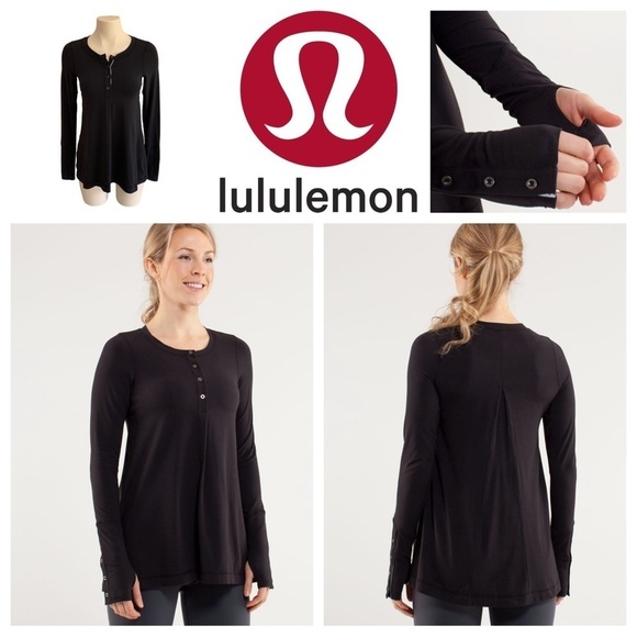 lululemon athletica Tops - 50% OFF MOVING SALE Lululemon Ride On Henley Black Rulu Soft Cycling Long Sleeve